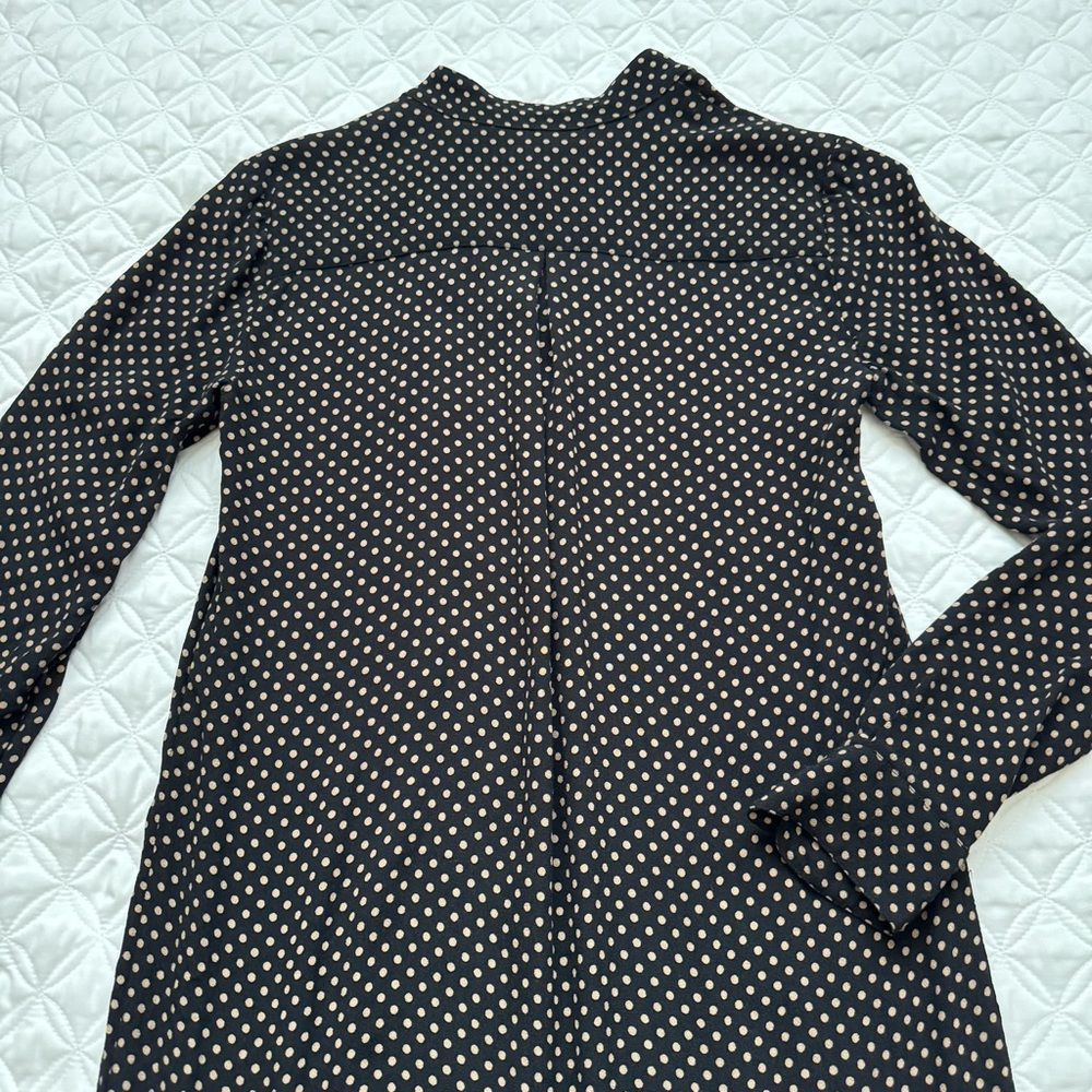 Madewell Black Tan Polka Dot Long Sleeve Tunic Shirt Dress Size XXS - Picture 8 of 15